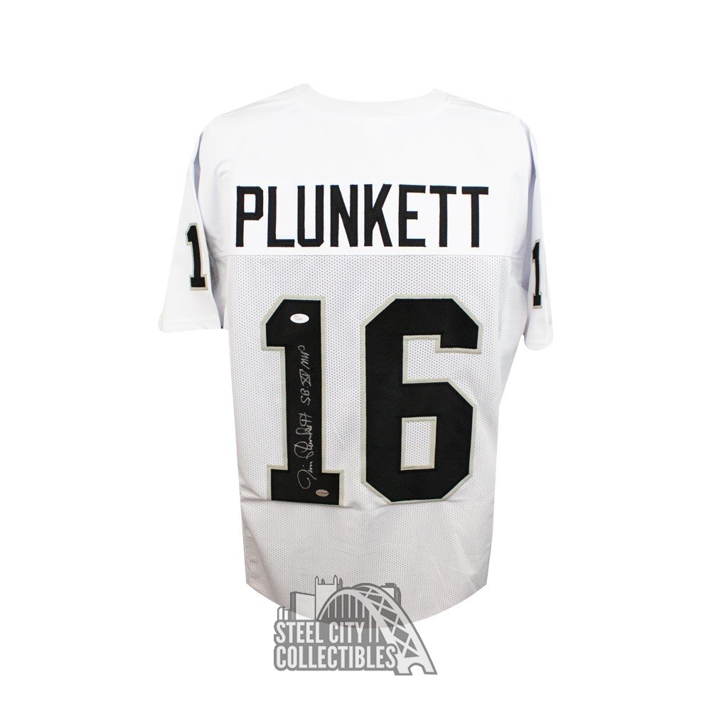 Jim Plunkett SBMVP Autographed Oakland Custom Football Jersey JSA Basic