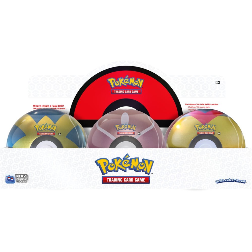 pokemon ball trading card game tin Pokmon TCG Pok 3 Booster Packs + 2 Sticker Sheets, Q4 Release, Collectible Tin Moon Series booster pack contains 10 cards and 1 basic Energy Pokemon TCG Poke Ball Pokeball