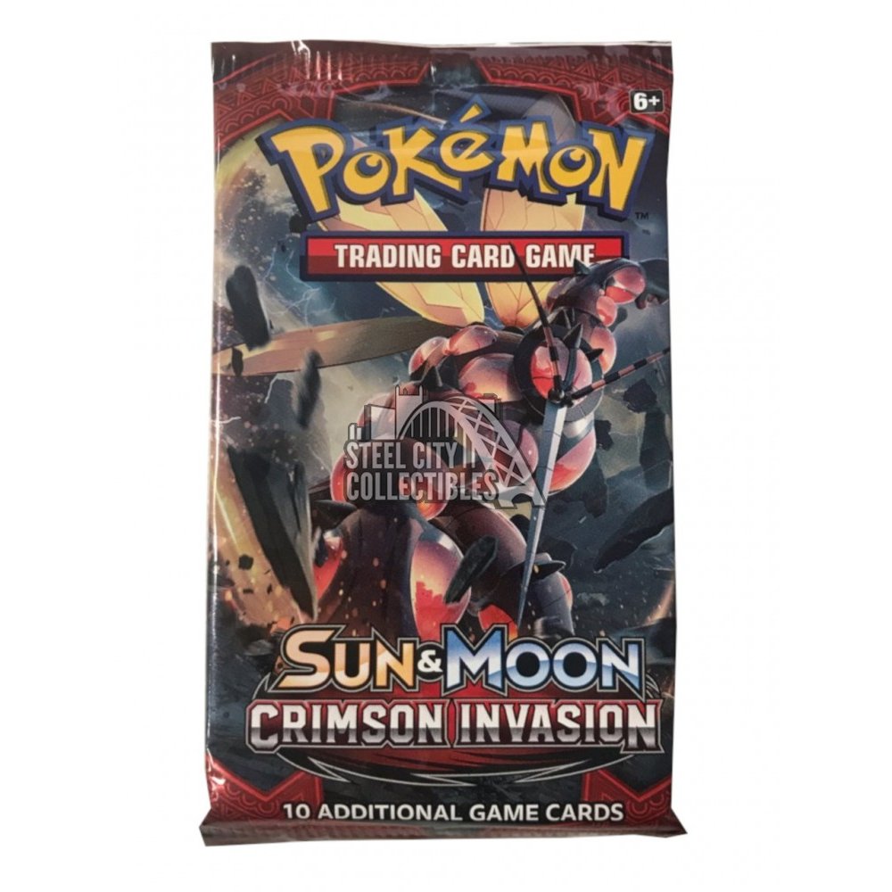 Pokemon TCG Sun & Moon Crimson Invasion Booster Pack Lot of 3 New Sealed 