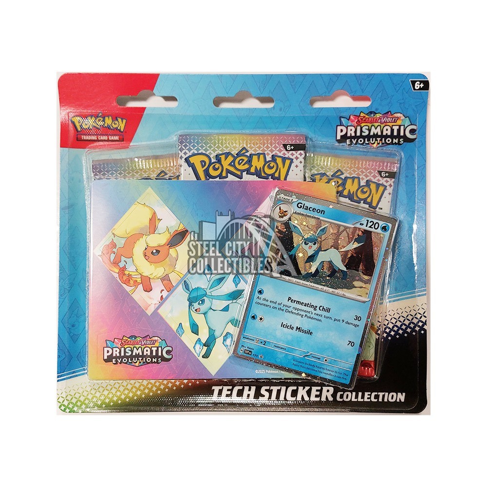 Pokemon Scarlet & Violet Prismatic Evolutions Tech Sticker Collection 3-Blister  Lot | Steel City Collectibles