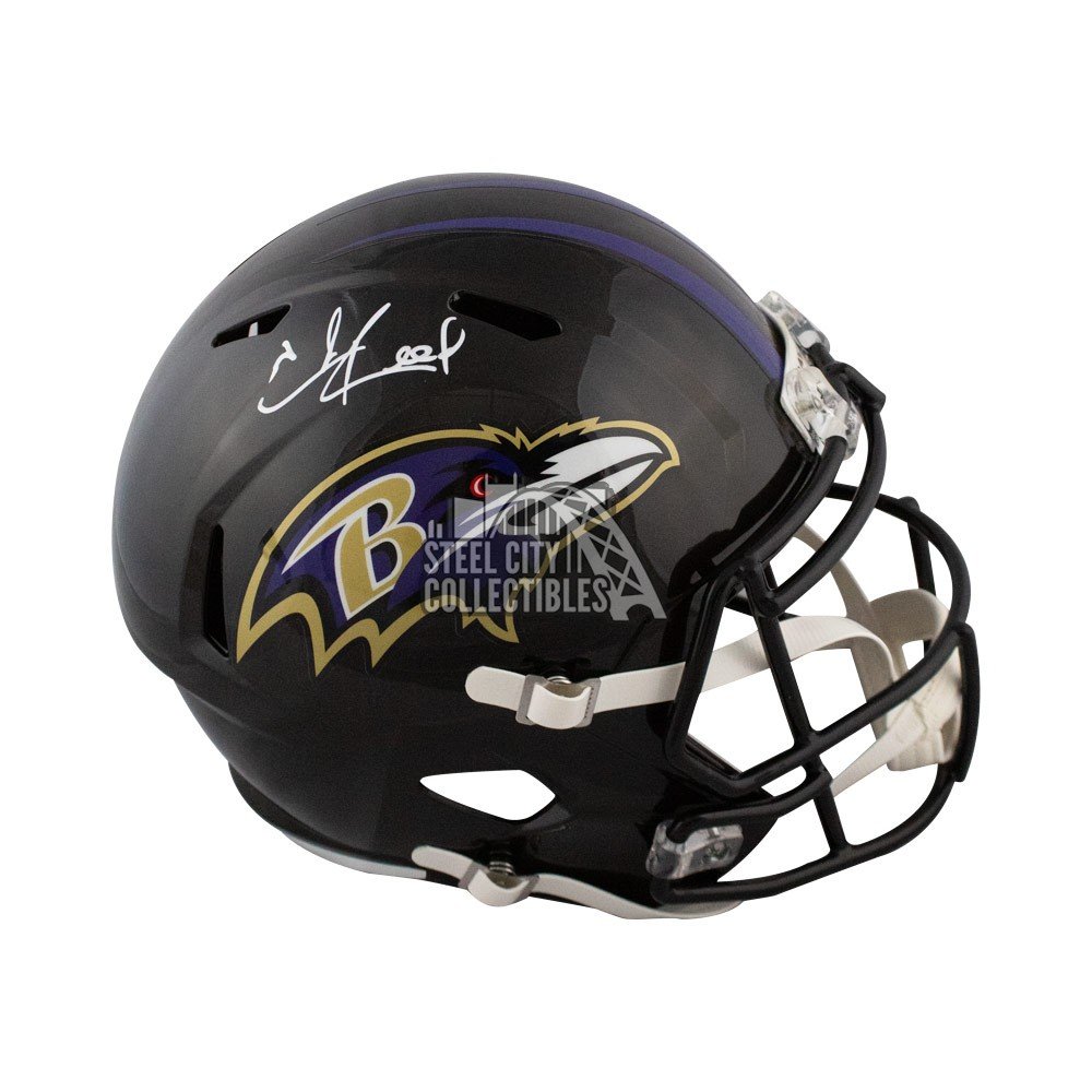 Ed Reed Autographed Baltimore Ravens Full-Size Football Helmet - BAS COA