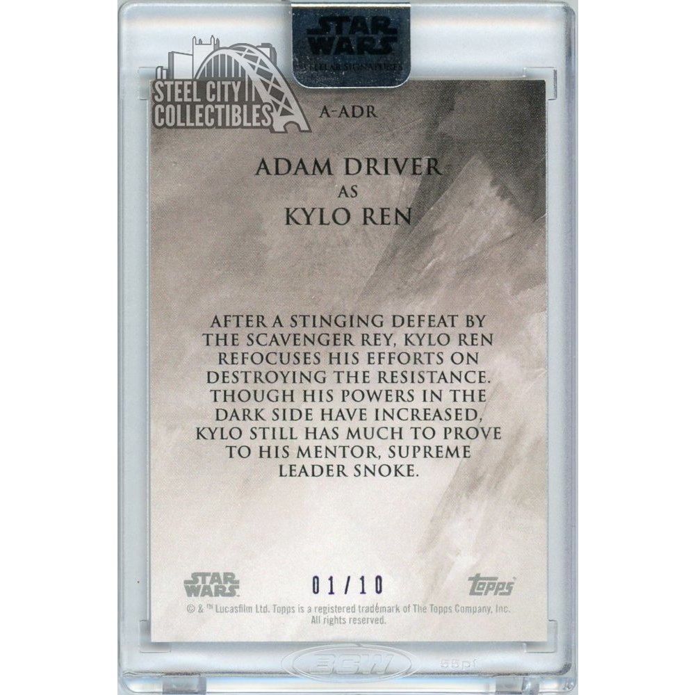 Adam Driver Kylo Ren 2018 Topps Star Wars Stellar Signatures Autograph 1/10