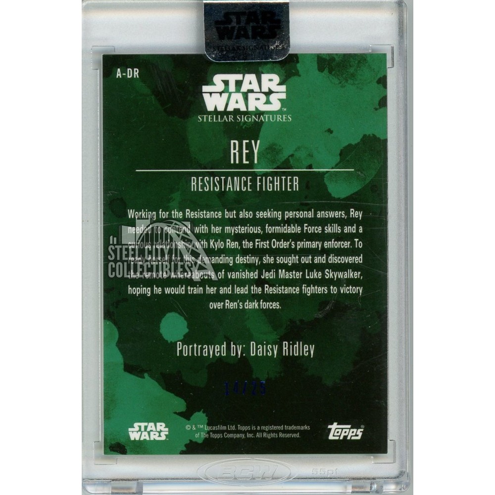 2021 Topps Star Wars Daisy Ridley Dark Rey Green /20 Auto