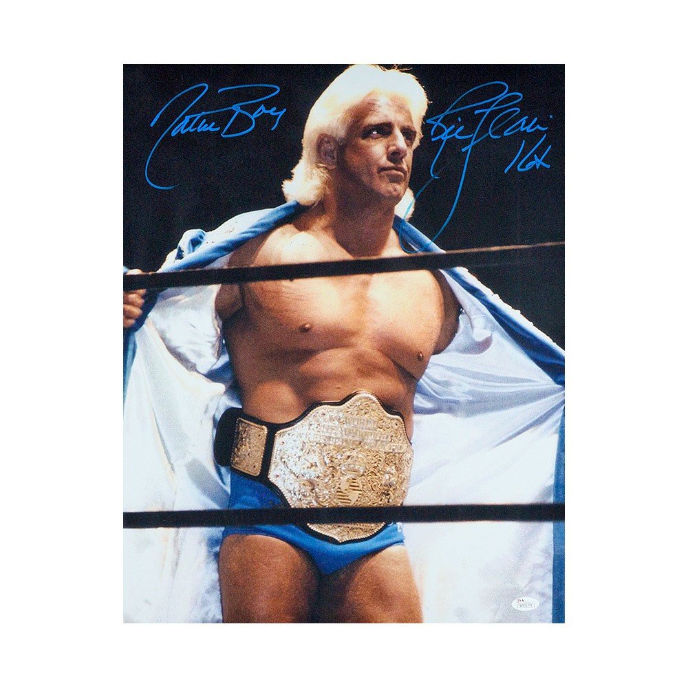 Ric Flair Autographed 16x20 Photo Nature Boy & 16x Inscription