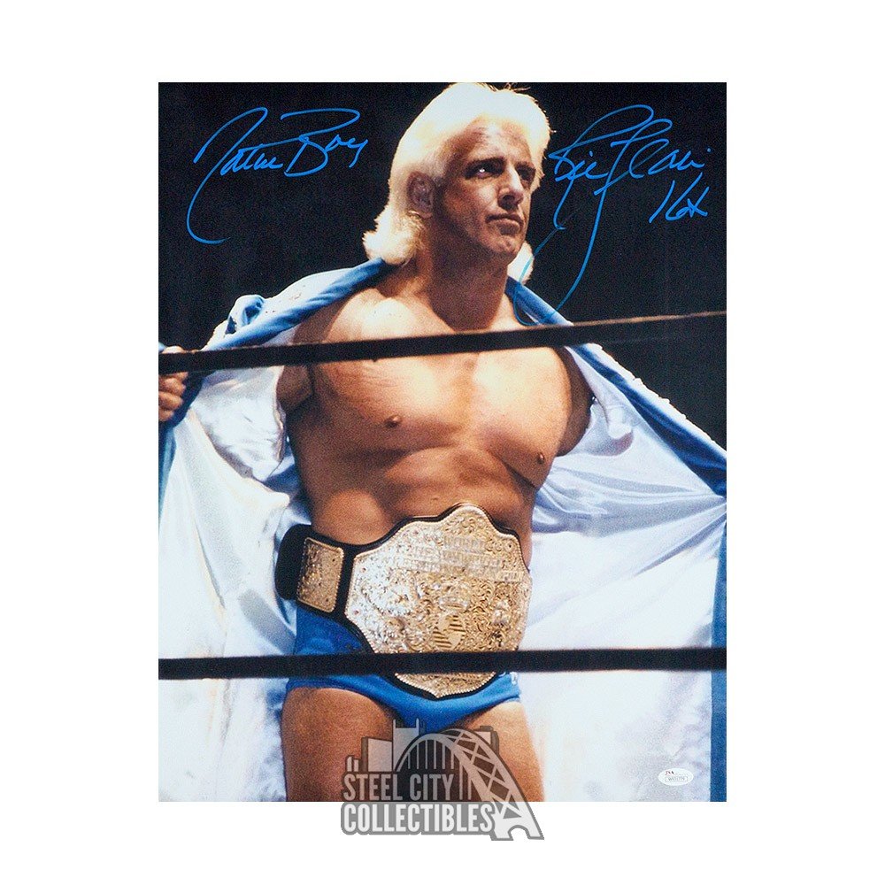 010542 Ric Flair Signed 16x20 WWE Wrestling Photo Autograph LEAF COA HOF 