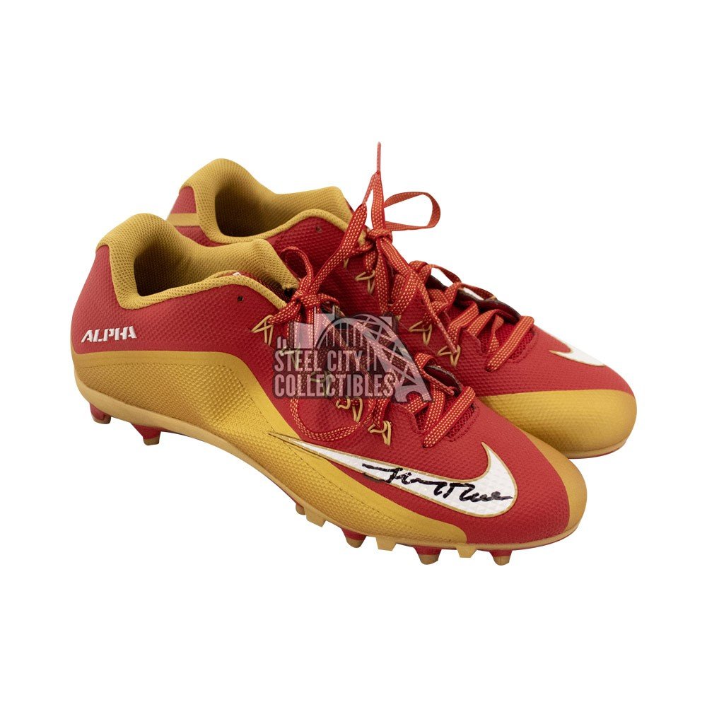 red and gold football cleats