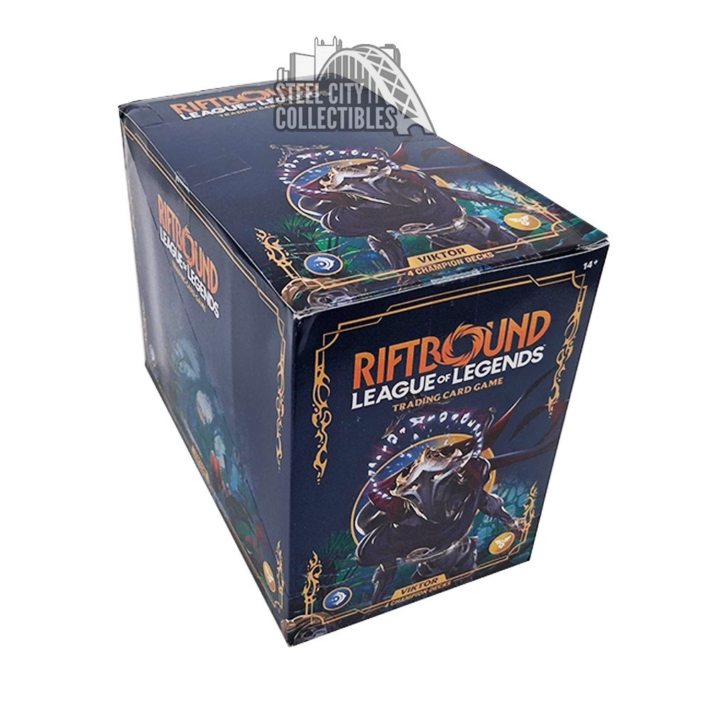 Riftbound League of Legends Viktor Champion 4-Deck Display Box | Steel City Collectibles Riftbound League of Legends Viktor Champion 4-Deck Display Box | Steel City Collectibles