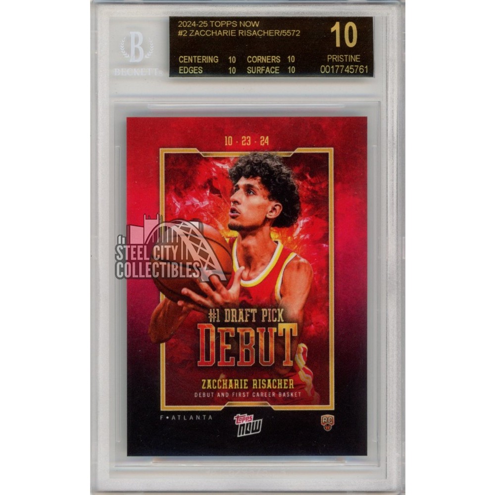 Zaccharie Risacher 2024 Topps Now NBA DeBut Rookie Card #2 BGS 10