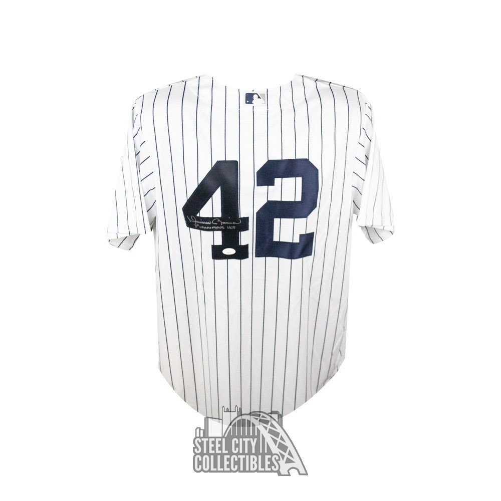 Press Pass Collectibles Yankees Mariano Rivera HOF 2019 Signed White Pinstripe Nike Jersey JSA Witness