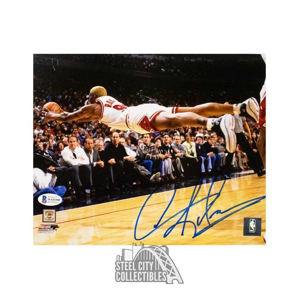Dennis Rodman Autographed/Signed Chicago Bulls 8x10 Photo As Is BAS PF 