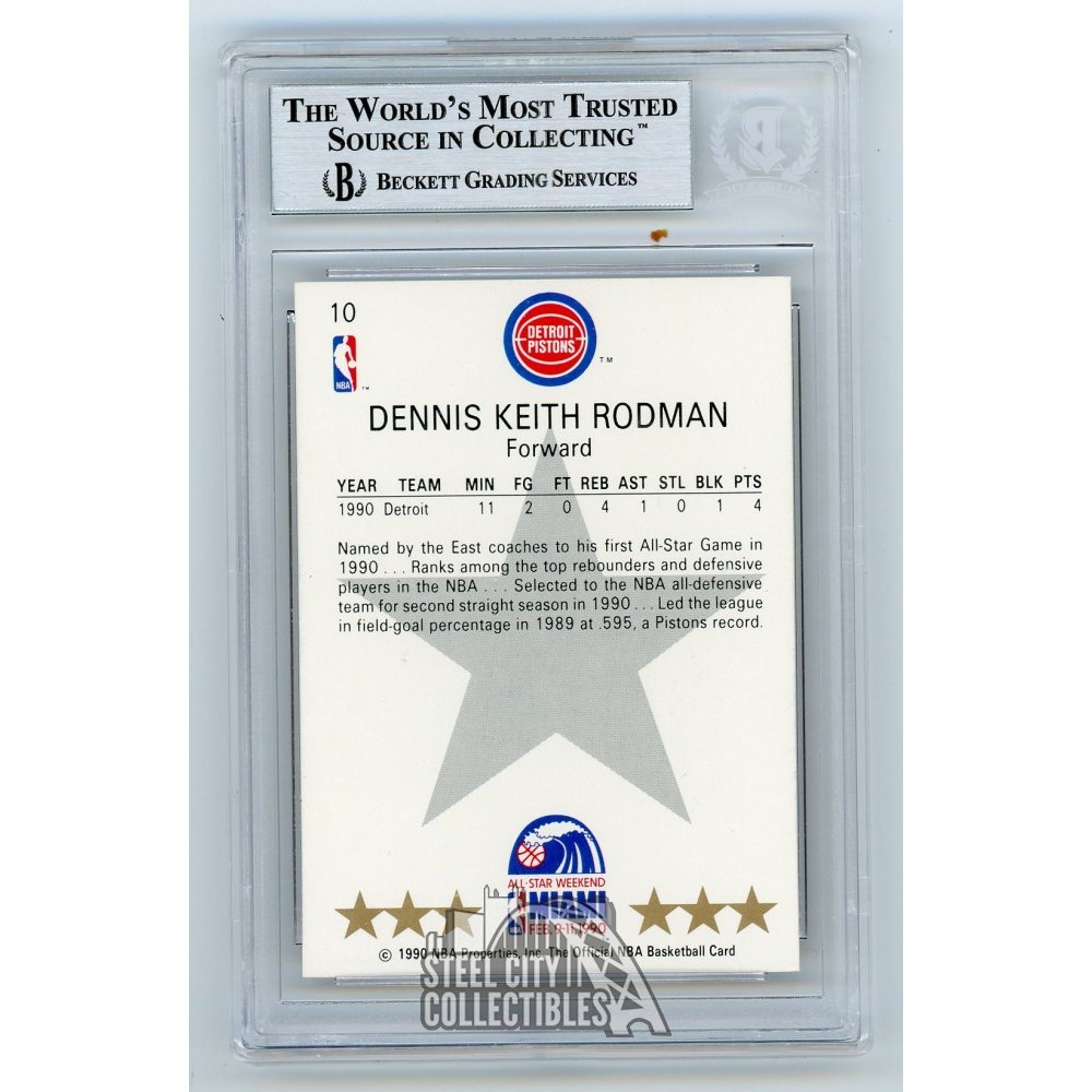 Dennis Rodman 1990-91 Hoops Autographed Card #10 - BAS | Steel 