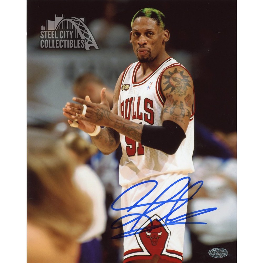 dennis rodman autographed basketball