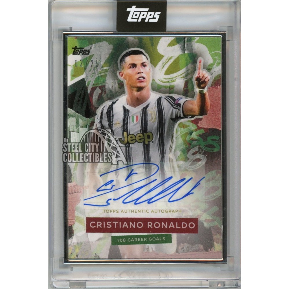 Cristiano Ronaldo 2021 Topps Soccer Framed Autograph Card 02/25 Steel