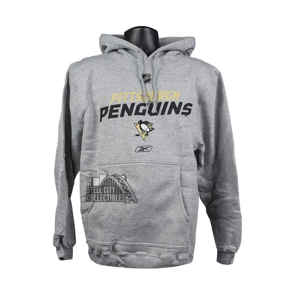 Reebok NHL Hockey Youth Pittsburgh Penguins Fleece Hoodie Sweatshirt - Grey, Size: Medium, Black