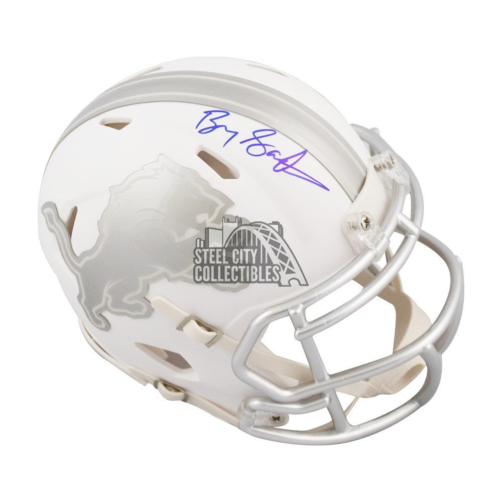 Barry Sanders Autographed Detroit Lions Ice Mini Football Helmet BAS