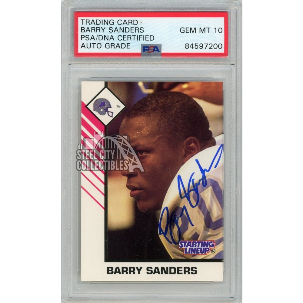 Barry Sanders 1993 Starting Lineup Football Autograph Card 20 PSA/DNA