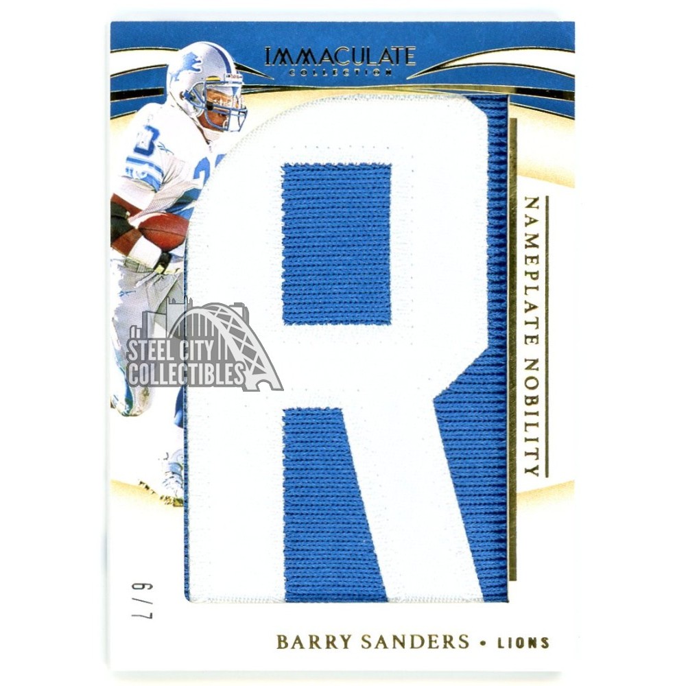 Barry Sanders 2020 Panini Immaculate Nameplate Nobility Letter Patch