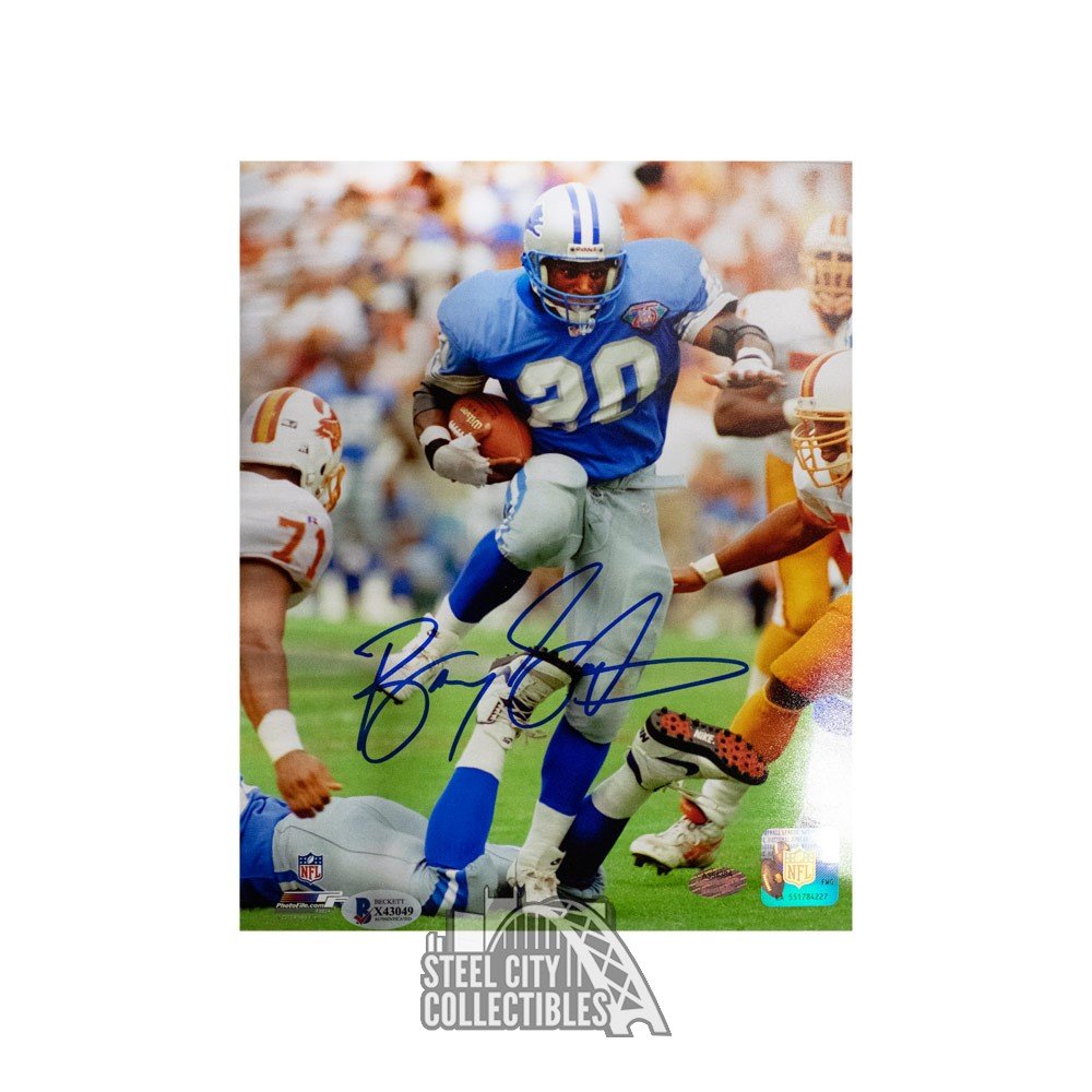 barry sanders signed football