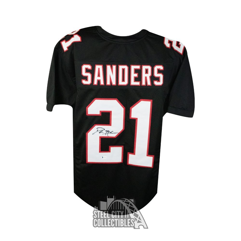 Deion Sanders Autographed Atlanta Falcons Custom Black Football Jersey