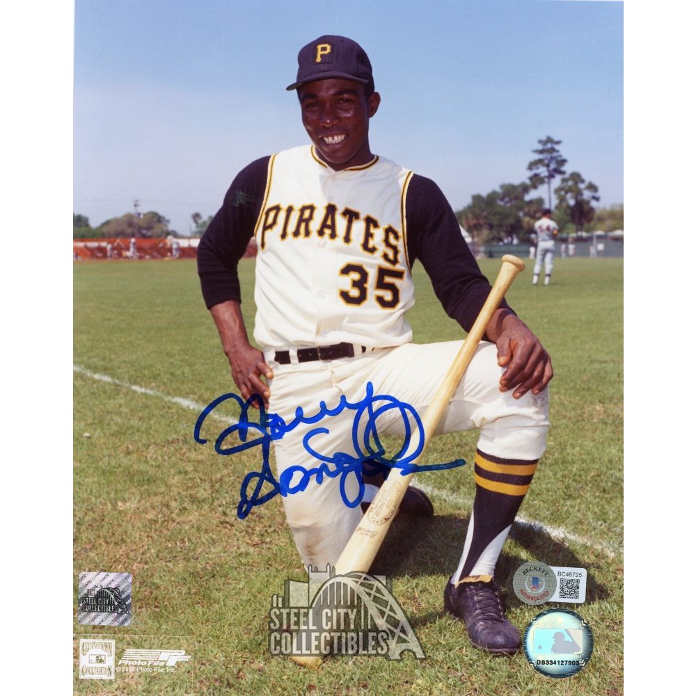 Manny Sanguillen Autographed Pittsburgh Pirates 8x10 Photo - BAS (Kneeling)  | Steel City Collectibles