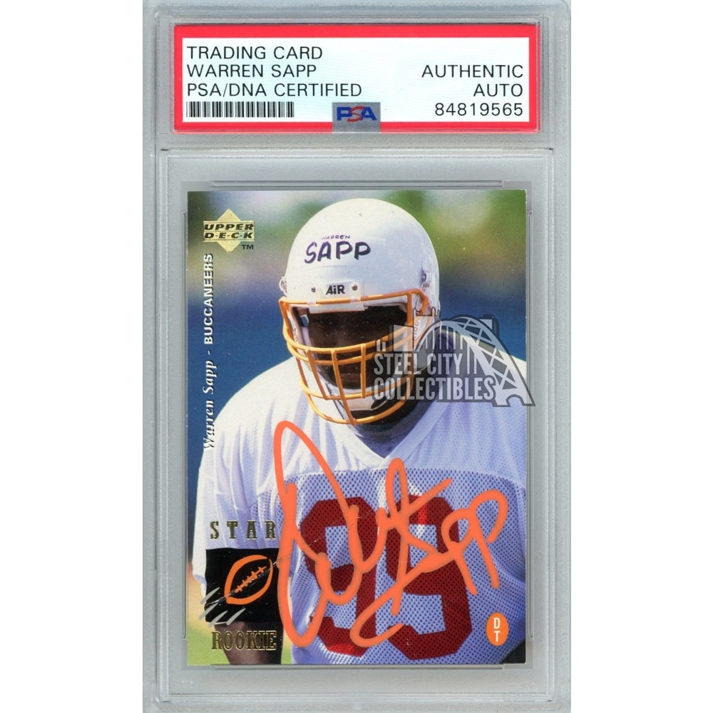 Warren Sapp 1995 Upper Deck Autograph Rookie Card #12 PSA/DNA (Orange)