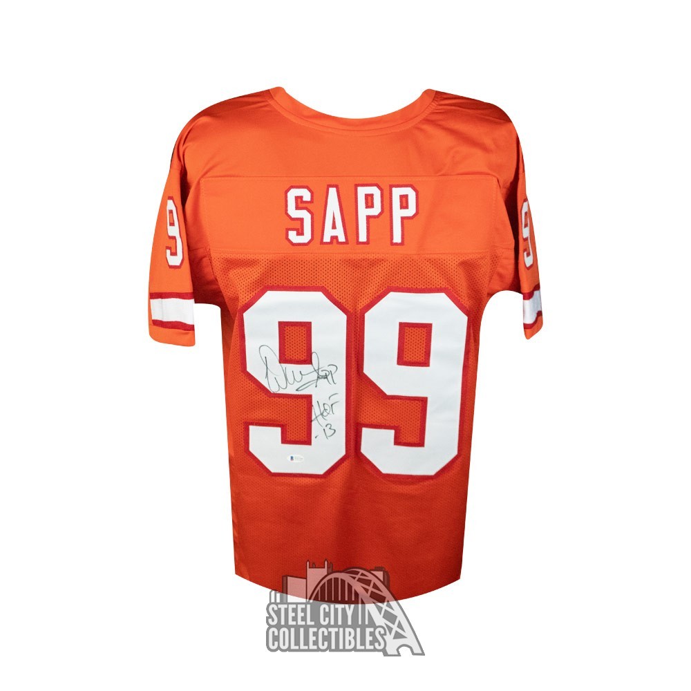 Warren Sapp HOF Autographed Tampa Bay Buccaneers Custom Orange Football Jersey - BAS COA