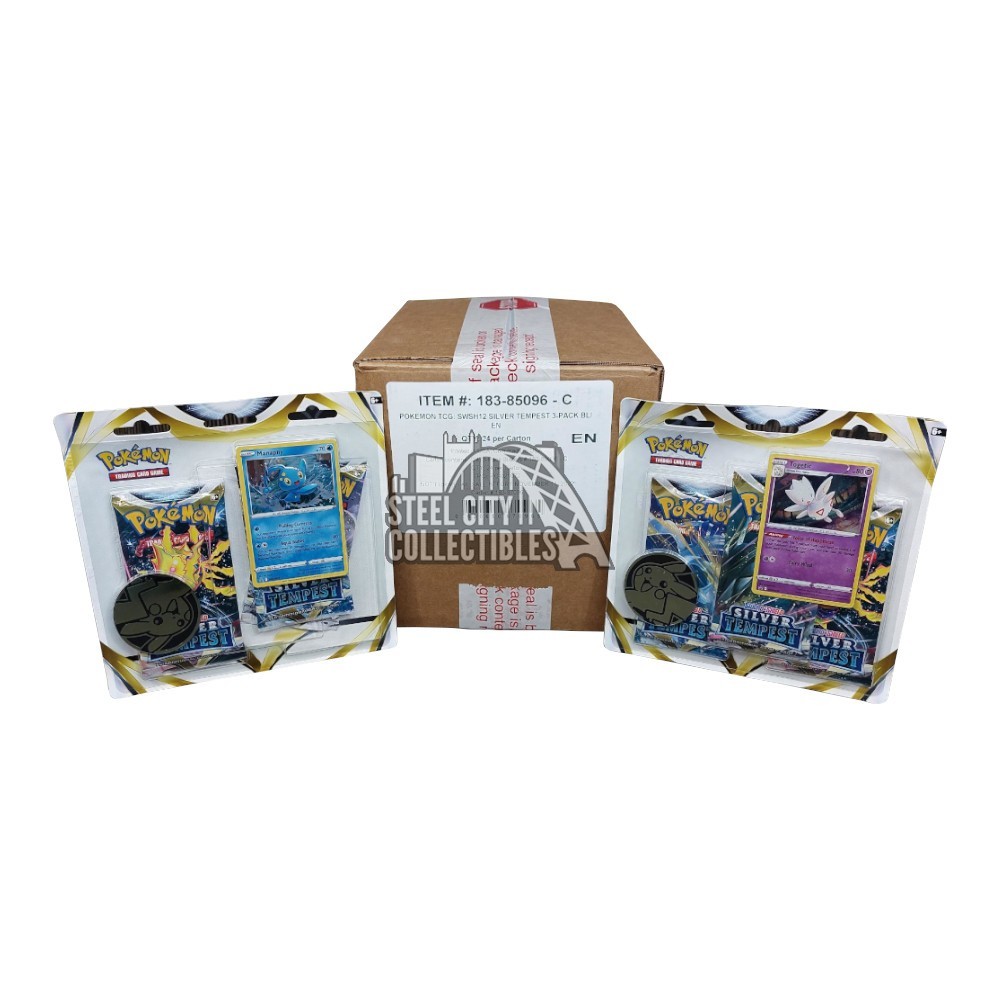 Pokemon Sword & Shield Silver Tempest 3Pack Blister 24ct Case Steel City Collectibles