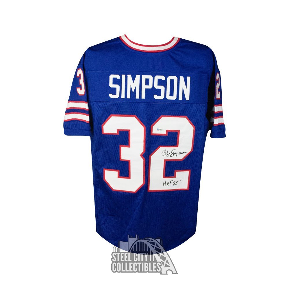 OJ Simpson HOF 85 Autographed Buffalo Bills Custom Football Jersey - BAS COA