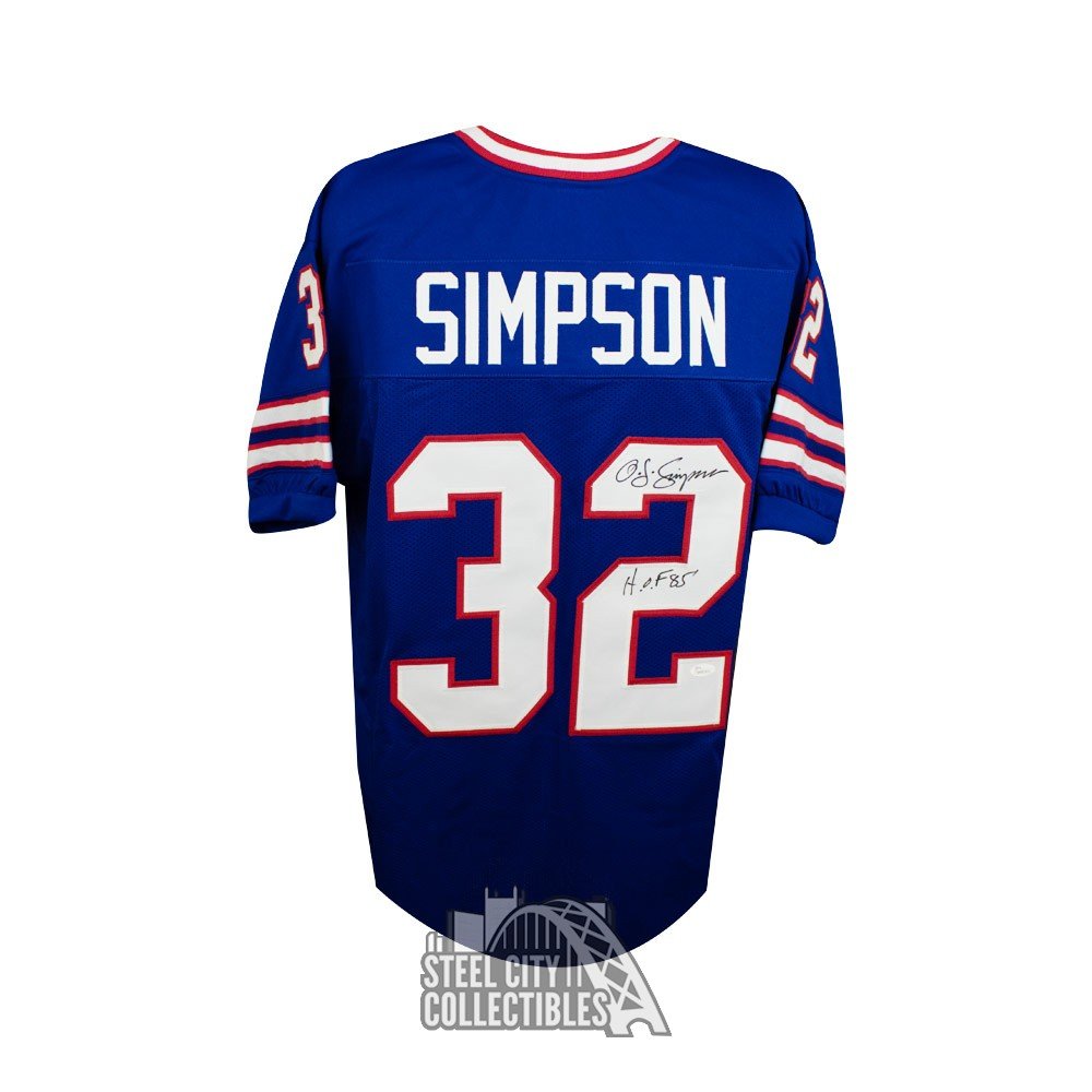 O J Simpson Hof Autographed Buffalo Bills Custom Blue Football Jersey Jsa B Steel City Collectibles