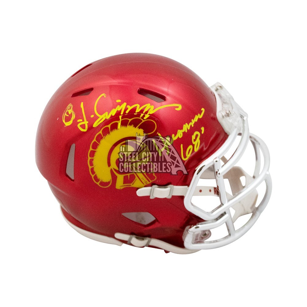 OJ Simpson Heisman 68 Autographed USC Chrome Mini Football Helmet JSA