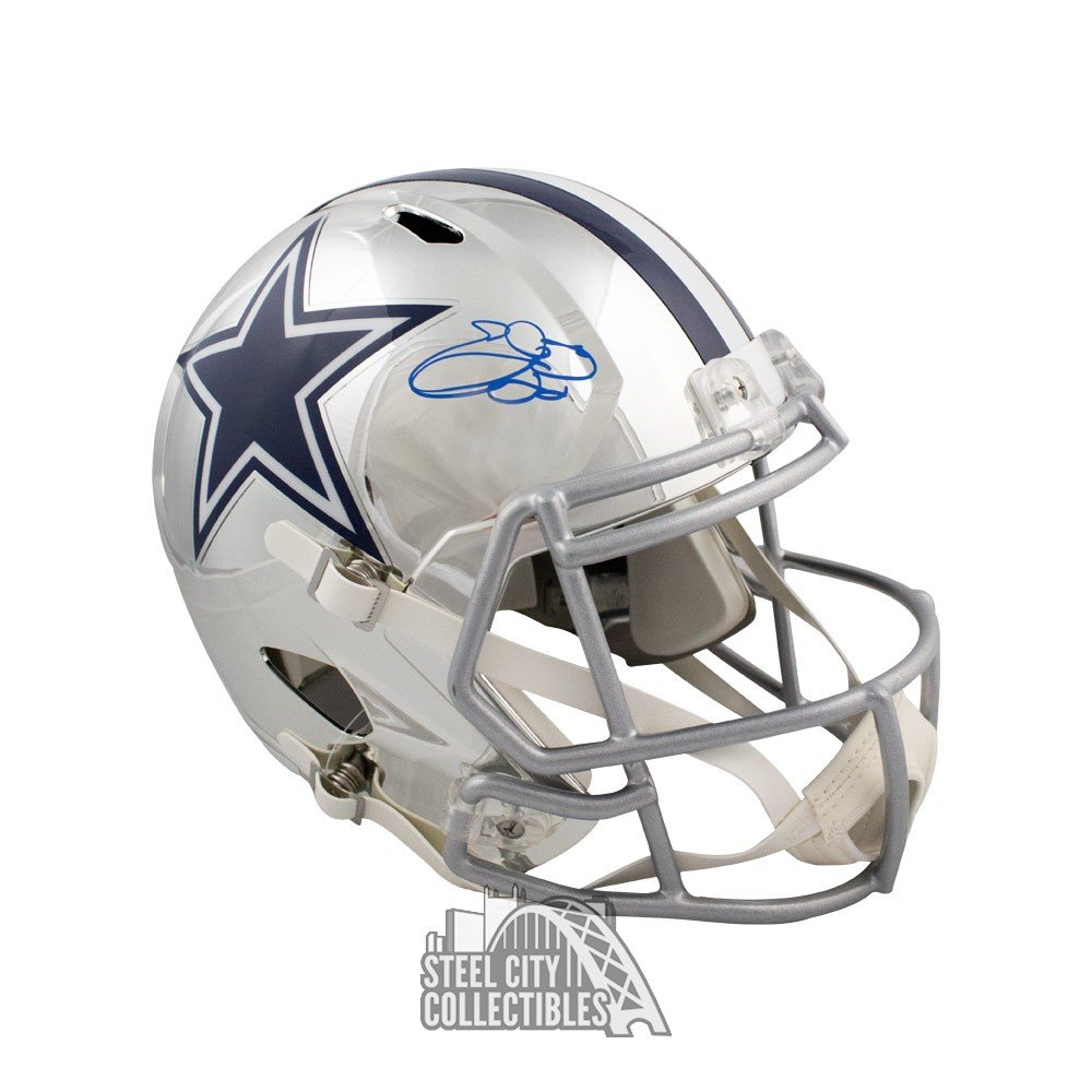 Emmitt Smith Autographed Dallas Cowboys Chrome Full-Size Football Helmet  BAS COA