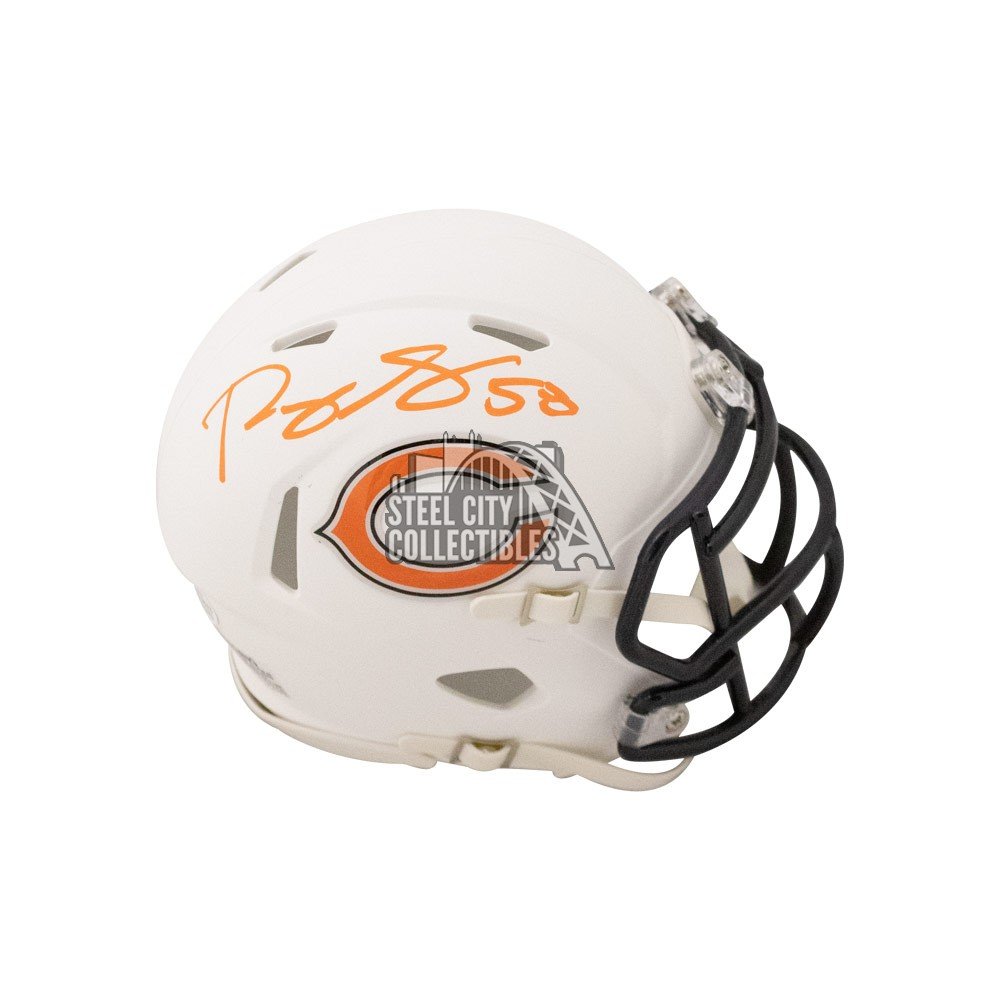 roquan smith autographed helmet Roquan Smith Autographed Chicago Bears Flat White Mini Football Helmet