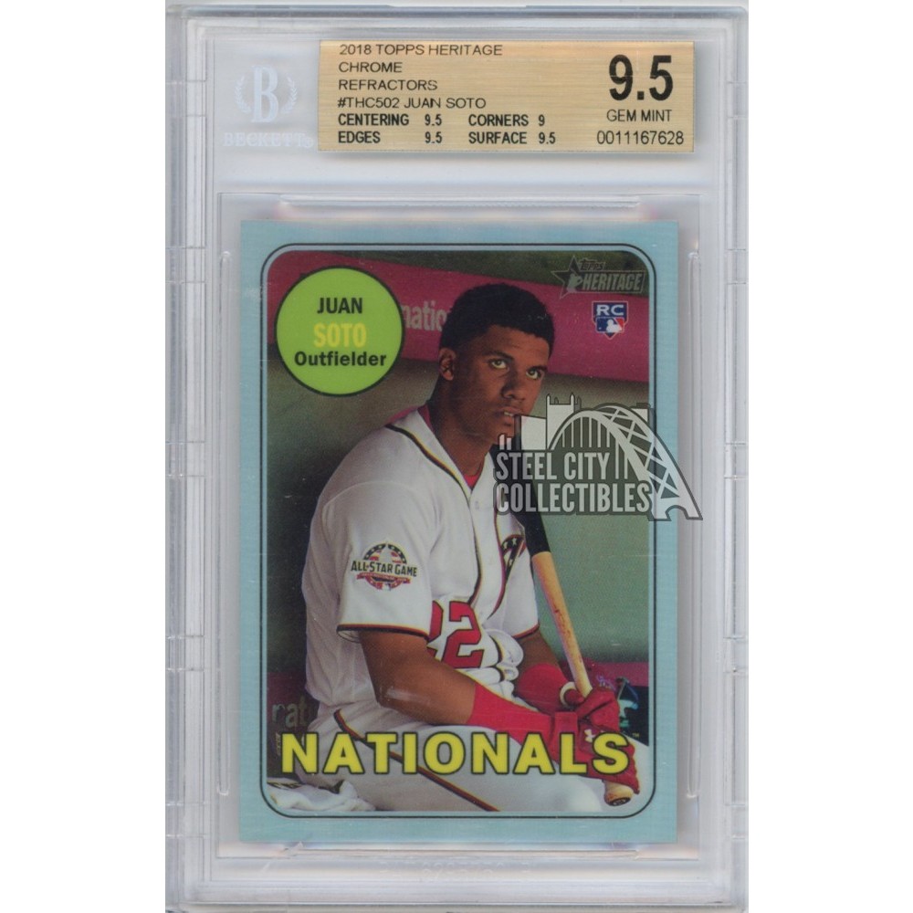 Juan Soto 2018 Topps Heritage Chrome Refractor Rookie Card 027/569