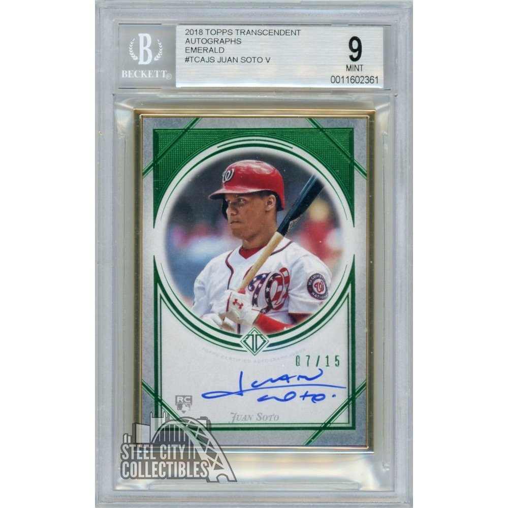 Juan Soto 2018 Topps Transcendent Autograph Rookie Card RC Emerald 7 15 