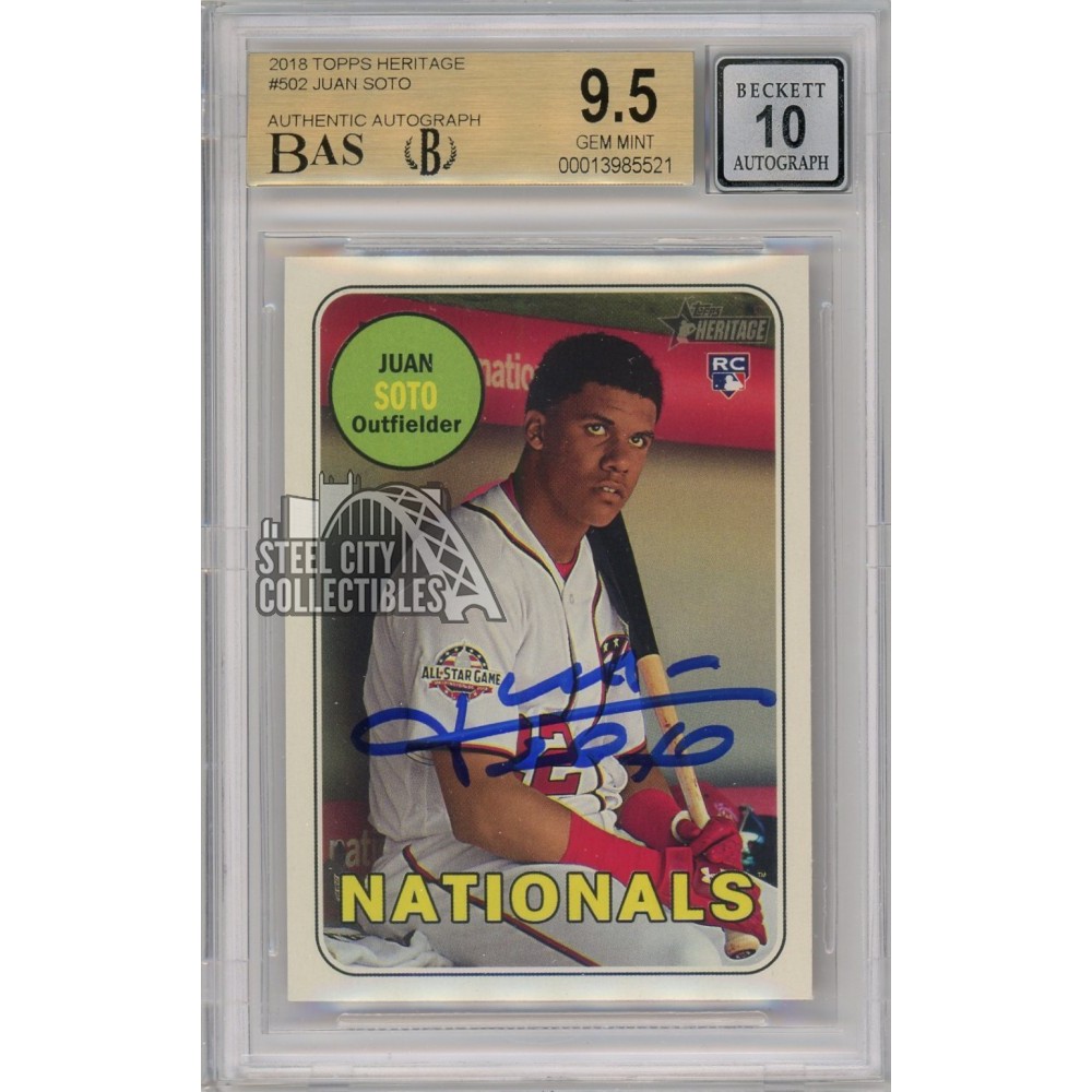Juan Soto 2018 Topps Heritage Autograph Rookie Card #502 BGS 9.5 BAS 10 |  Steel City Collectibles