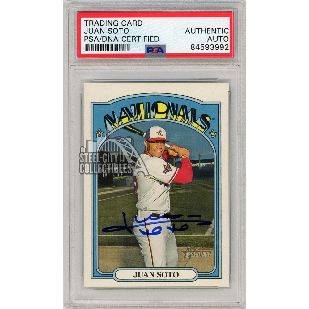 Juan Soto 2021 Topps Heritage Baseball Autograph Card #35 PSA/DNA