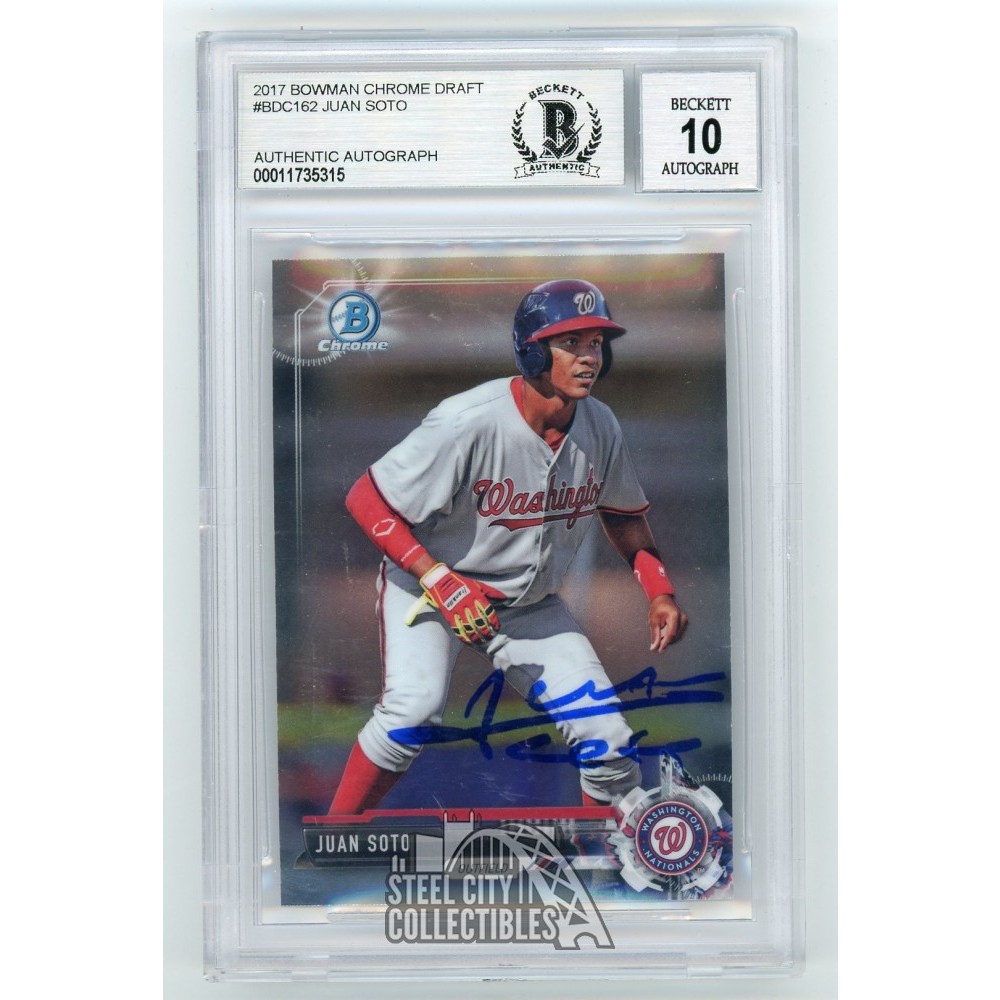 Juan Soto 2017 Bowman Chrome Draft Autograph Card BDC162 BAS 10 