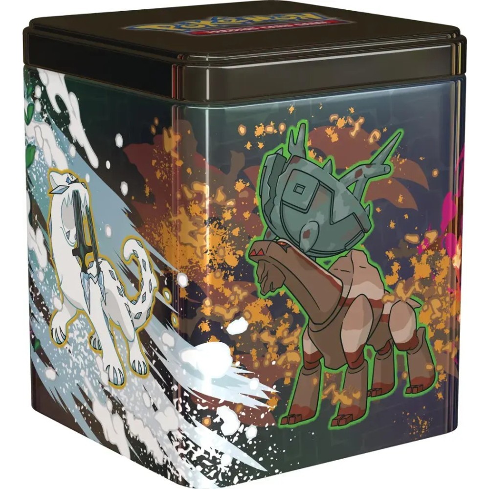 Pokemon 2025 Stacking Tins 6Tin Case (Treasures of Ruin, Paradox Pokemon, Ogerpon) Steel