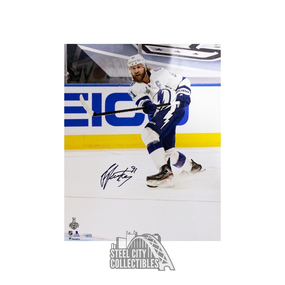 Steven Stamkos Tampa Bay Lightning Autographed 8 x 10 Black Jersey Skating Photograph