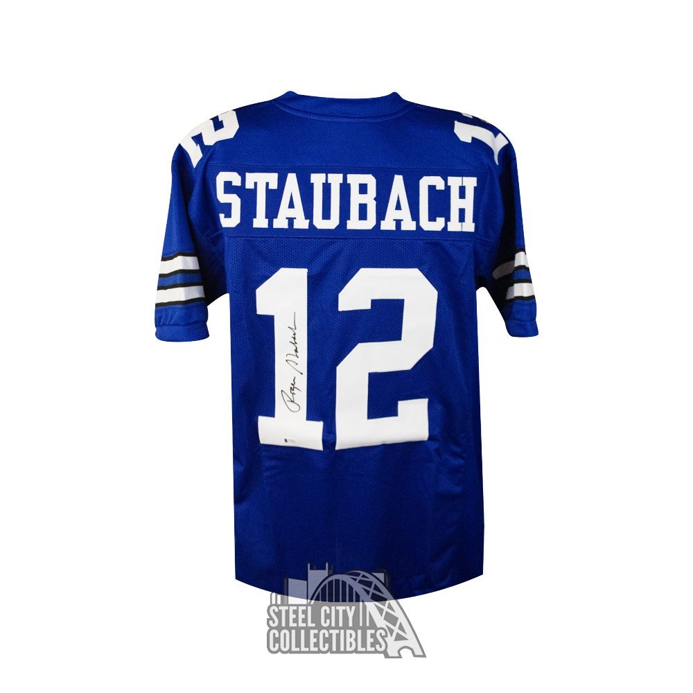 Roger Staubach Autographed Dallas Custom Blue Football Jersey - BAS COA