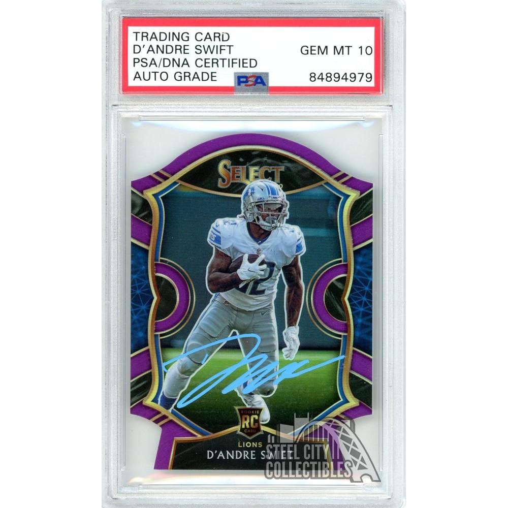 D'Andre Swift 2020 Panini Select Purple Die Cut Autograph Rookie