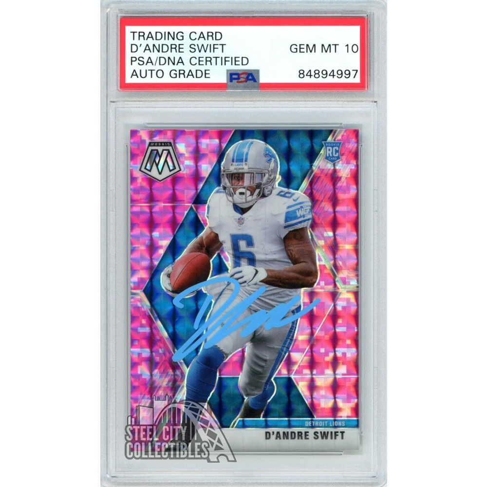 D'Andre Swift 2020 Panini Mosaic Pink Autograph Rookie Card #215