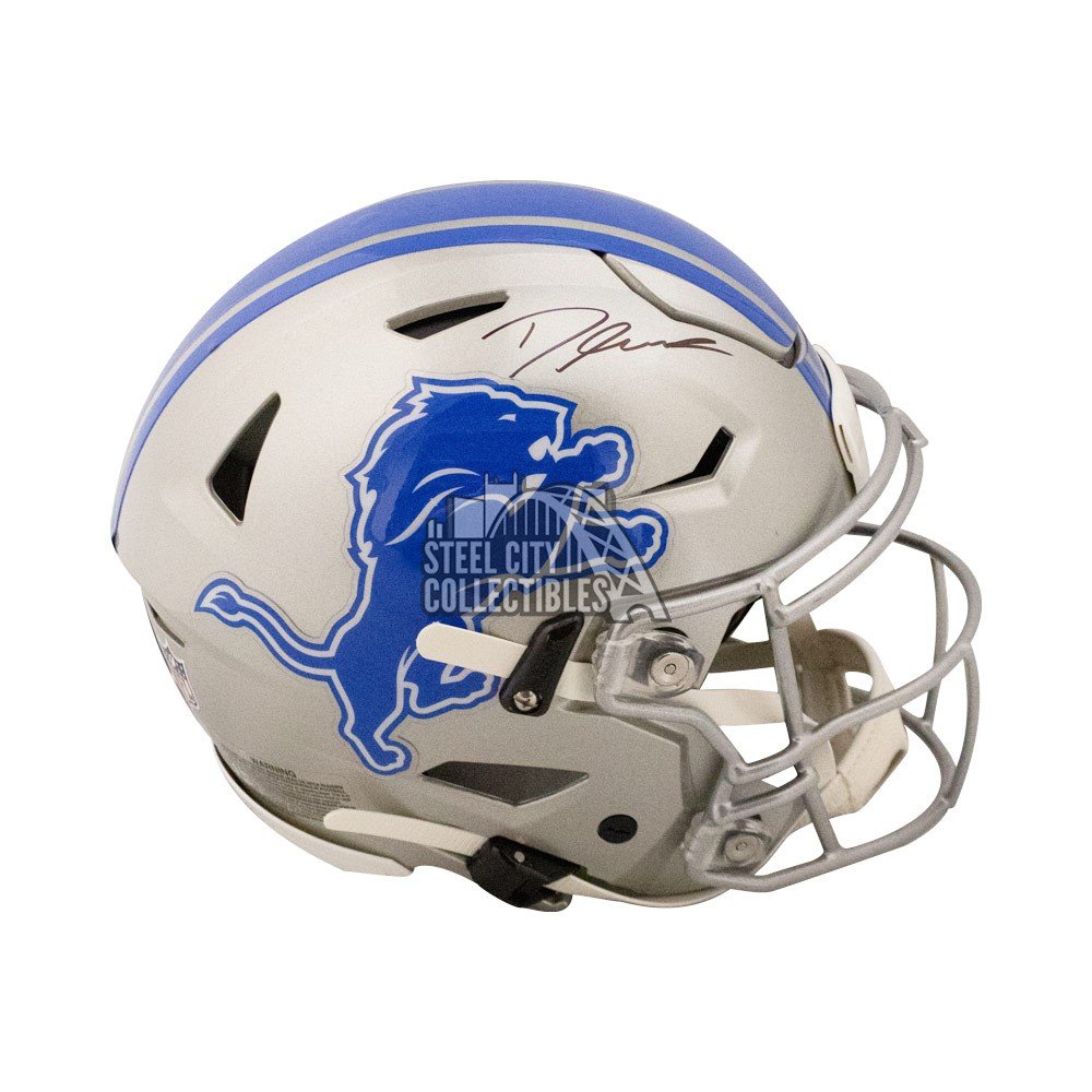 detroit lions speedflex helmet Riddell Mid-Size SW face mask and chinstrap with authentic team graphics Autographed Jared Goff Detroit Lions