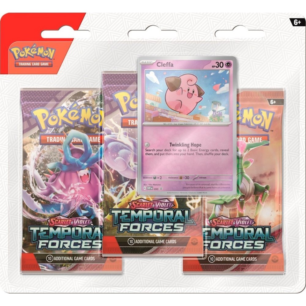 thumbnail image 2 of Pokemon TCG: Scarlet & Violet - Temporal Forces 3 Booster Pack Blister With Cyclizar Promo Card 2 of 9
