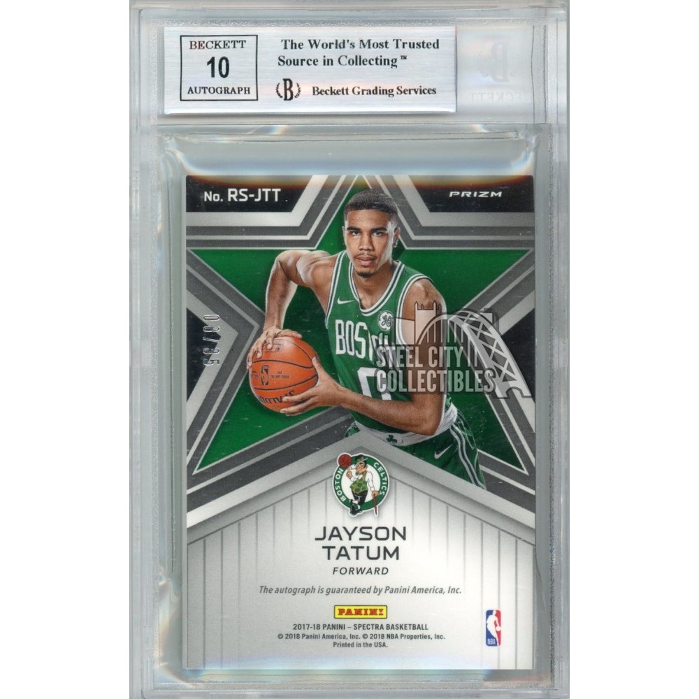 Jayson Tatum 2017-18 Panini Spectra Neon Green Autograph Rookie ...