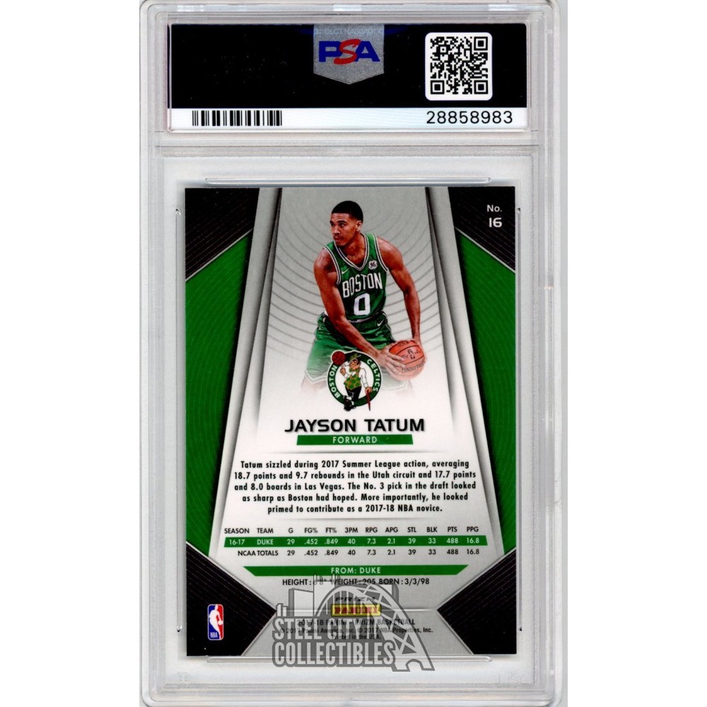 PSA鑑定済ルーキーカード JAYSON TATUM RC PRIZM テイタム Jayson Tatum 2017-18 Panini Prizm Silver Rookie Card RC #16 PSA 10