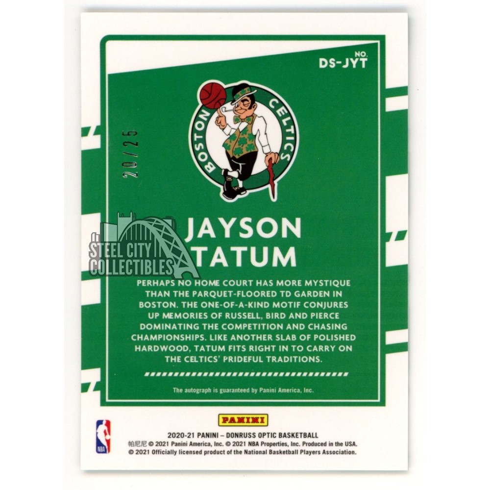 Jayson Tatum 2020-21 Panini Optic Dominators Autograph Card
