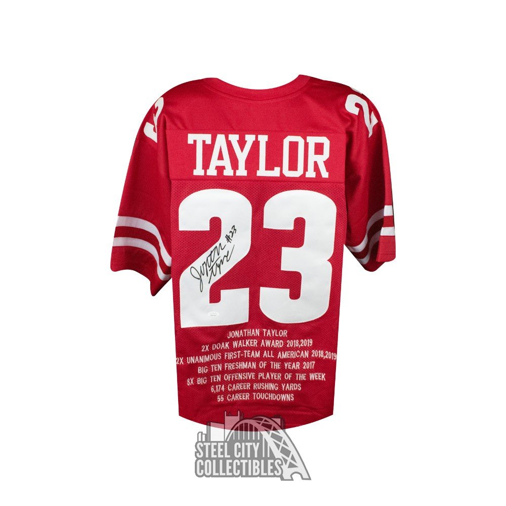 Jonathan Taylor Autographed Wisconsin Badgers Custom Football Jersey BAS COA Full Name 