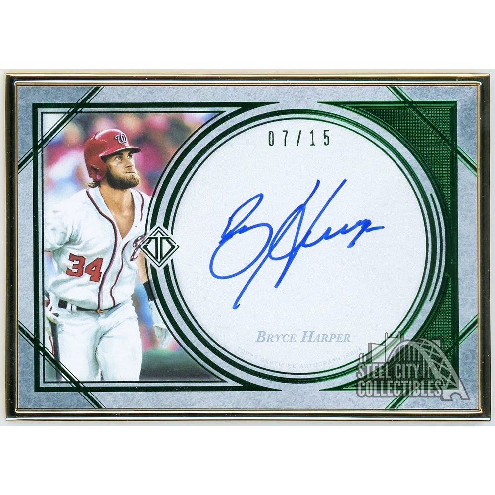 Bryce Harper 2018 Topps Transcendent Autograph Emerald Parallel 7/15
