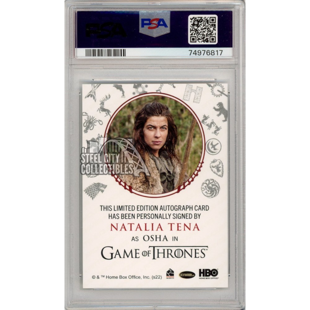Natalia Tena Osha 2022 Game Of Thrones Red Ink Autograph Card PSA
